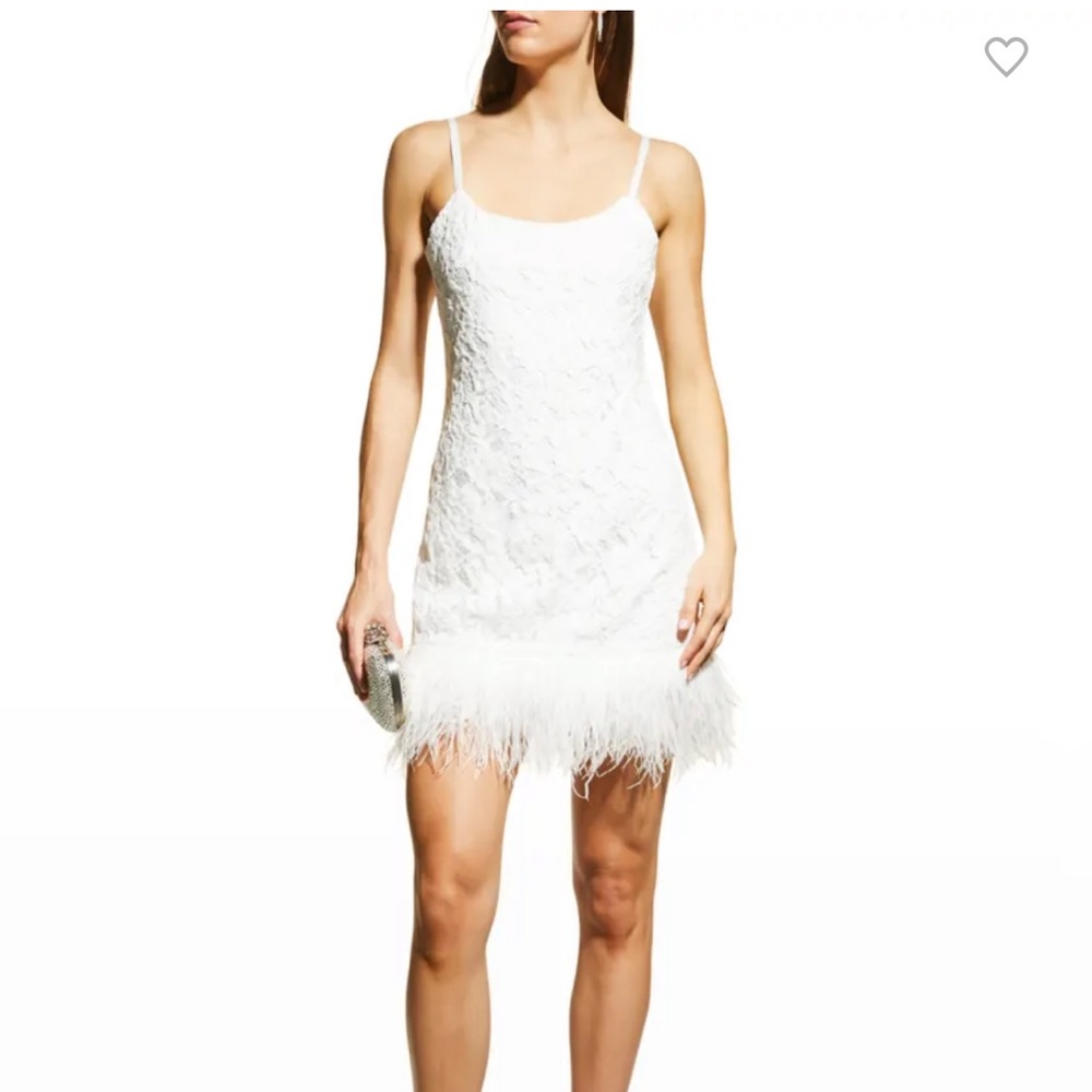 LIKELY Mari White Feather Mini Dress Adjustable Straps